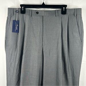 Ralph Lauren Microcheck Comfort Flex Dress Pants Size 38x32 Gray Pleated NWT
